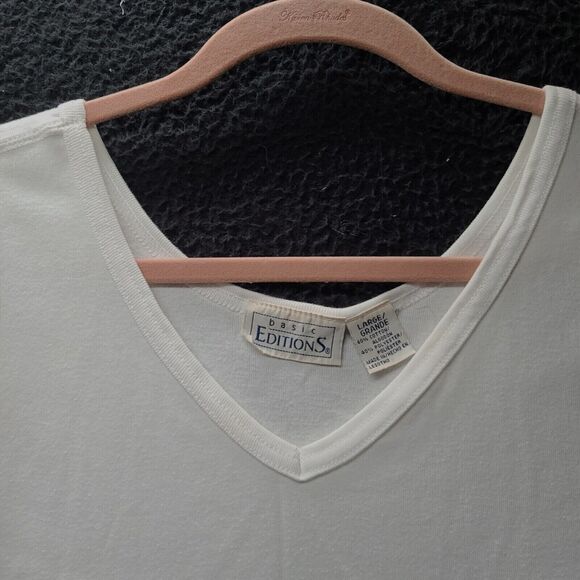 Basic Editions Womens Tank Top White Size Large Cotton/Polyester Blend Pullover - Picture 7 of 12